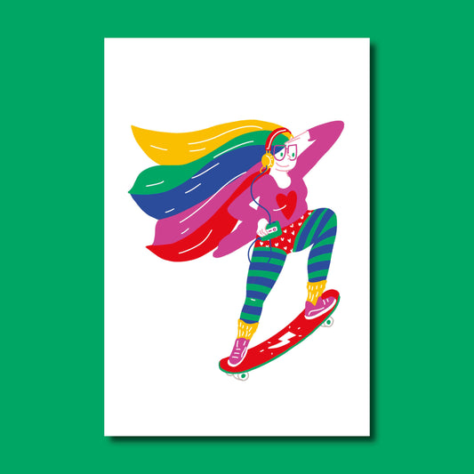 Carte postable rainbow girl
